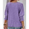 imageBTFBM Womens Casual 34 Sleeve Tops Dressy 2025 Summer Fall T Shirts Crewneck Loose Tunic Vacation BlousesSolid Purple