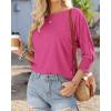 imageBTFBM Womens Casual 34 Sleeve Tops Dressy 2025 Summer Fall T Shirts Crewneck Loose Tunic Vacation BlousesSolid Rose Red