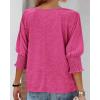 imageBTFBM Womens Casual 34 Sleeve Tops Dressy 2025 Summer Fall T Shirts Crewneck Loose Tunic Vacation BlousesSolid Rose Red