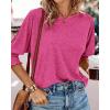 imageBTFBM Womens Casual 34 Sleeve Tops Dressy 2025 Summer Fall T Shirts Crewneck Loose Tunic Vacation BlousesSolid Rose Red