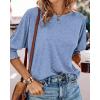 imageBTFBM Womens Casual 34 Sleeve Tops Dressy 2025 Summer Fall T Shirts Crewneck Loose Tunic Vacation BlousesSolid Sky Blue