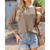 imageBTFBM Womens Casual 34 Sleeve Tops Dressy 2025 Summer Fall T Shirts Crewneck Loose Tunic Vacation BlousesSolid Taupe