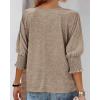 imageBTFBM Womens Casual 34 Sleeve Tops Dressy 2025 Summer Fall T Shirts Crewneck Loose Tunic Vacation BlousesSolid Taupe