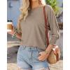 imageBTFBM Womens Casual 34 Sleeve Tops Dressy 2025 Summer Fall T Shirts Crewneck Loose Tunic Vacation BlousesSolid Taupe