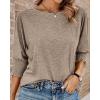 imageBTFBM Womens Casual 34 Sleeve Tops Dressy 2025 Summer Fall T Shirts Crewneck Loose Tunic Vacation BlousesSolid Taupe