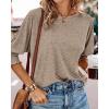 imageBTFBM Womens Casual 34 Sleeve Tops Dressy 2025 Summer Fall T Shirts Crewneck Loose Tunic Vacation BlousesSolid Taupe