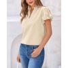 imageBTFBM Womens Spring Summer Tops Dressy Casual 2025 Trendy V Neck Puff Short Sleeve Cute Shirts Business Work BlousesApricot