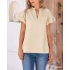 imageBTFBM Womens Spring Summer Tops Dressy Casual 2025 Trendy V Neck Puff Short Sleeve Cute Shirts Business Work BlousesApricot