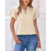imageBTFBM Womens Spring Summer Tops Dressy Casual 2025 Trendy V Neck Puff Short Sleeve Cute Shirts Business Work BlousesApricot