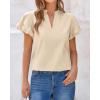 imageBTFBM Womens Spring Summer Tops Dressy Casual 2025 Trendy V Neck Puff Short Sleeve Cute Shirts Business Work BlousesApricot