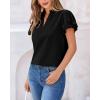 imageBTFBM Womens Spring Summer Tops Dressy Casual 2025 Trendy V Neck Puff Short Sleeve Cute Shirts Business Work BlousesBlack