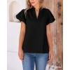 imageBTFBM Womens Spring Summer Tops Dressy Casual 2025 Trendy V Neck Puff Short Sleeve Cute Shirts Business Work BlousesBlack