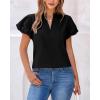imageBTFBM Womens Spring Summer Tops Dressy Casual 2025 Trendy V Neck Puff Short Sleeve Cute Shirts Business Work BlousesBlack