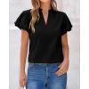 imageBTFBM Womens Spring Summer Tops Dressy Casual 2025 Trendy V Neck Puff Short Sleeve Cute Shirts Business Work BlousesBlack