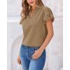 imageBTFBM Womens Spring Summer Tops Dressy Casual 2025 Trendy V Neck Puff Short Sleeve Cute Shirts Business Work BlousesKhaki