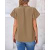 imageBTFBM Womens Spring Summer Tops Dressy Casual 2025 Trendy V Neck Puff Short Sleeve Cute Shirts Business Work BlousesKhaki