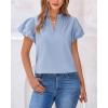 imageBTFBM Womens Spring Summer Tops Dressy Casual 2025 Trendy V Neck Puff Short Sleeve Cute Shirts Business Work BlousesLight Blue