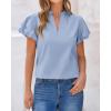 imageBTFBM Womens Spring Summer Tops Dressy Casual 2025 Trendy V Neck Puff Short Sleeve Cute Shirts Business Work BlousesLight Blue