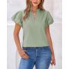 imageBTFBM Womens Spring Summer Tops Dressy Casual 2025 Trendy V Neck Puff Short Sleeve Cute Shirts Business Work BlousesLight Green