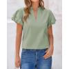 imageBTFBM Womens Spring Summer Tops Dressy Casual 2025 Trendy V Neck Puff Short Sleeve Cute Shirts Business Work BlousesLight Green