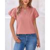 imageBTFBM Womens Spring Summer Tops Dressy Casual 2025 Trendy V Neck Puff Short Sleeve Cute Shirts Business Work BlousesPink