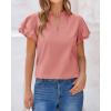 imageBTFBM Womens Spring Summer Tops Dressy Casual 2025 Trendy V Neck Puff Short Sleeve Cute Shirts Business Work BlousesPink