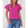 imageBTFBM Womens Spring Summer Tops Dressy Casual 2025 Trendy V Neck Puff Short Sleeve Cute Shirts Business Work BlousesRose Red