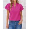 imageBTFBM Womens Spring Summer Tops Dressy Casual 2025 Trendy V Neck Puff Short Sleeve Cute Shirts Business Work BlousesRose Red
