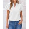 imageBTFBM Womens Spring Summer Tops Dressy Casual 2025 Trendy V Neck Puff Short Sleeve Cute Shirts Business Work BlousesWhite
