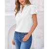 imageBTFBM Womens Spring Summer Tops Dressy Casual 2025 Trendy V Neck Puff Short Sleeve Cute Shirts Business Work BlousesWhite