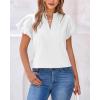 imageBTFBM Womens Spring Summer Tops Dressy Casual 2025 Trendy V Neck Puff Short Sleeve Cute Shirts Business Work BlousesWhite