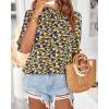 imageBTFBM Womens Summer Boho Shirt Top Ruffle Short Sleeve Frill Trim Mock Neck Floral Solid 2025 Casual Blouses Shirts TopsFloral Black