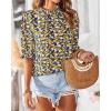 imageBTFBM Womens Summer Boho Shirt Top Ruffle Short Sleeve Frill Trim Mock Neck Floral Solid 2025 Casual Blouses Shirts TopsFloral Black