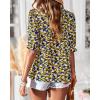 imageBTFBM Womens Summer Boho Shirt Top Ruffle Short Sleeve Frill Trim Mock Neck Floral Solid 2025 Casual Blouses Shirts TopsFloral Black