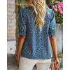 imageBTFBM Womens Summer Boho Shirt Top Ruffle Short Sleeve Frill Trim Mock Neck Floral Solid 2025 Casual Blouses Shirts TopsFloral Blue