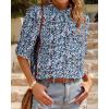 imageBTFBM Womens Summer Boho Shirt Top Ruffle Short Sleeve Frill Trim Mock Neck Floral Solid 2025 Casual Blouses Shirts TopsFloral Blue White