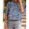 imageBTFBM Womens Summer Boho Shirt Top Ruffle Short Sleeve Frill Trim Mock Neck Floral Solid 2025 Casual Blouses Shirts TopsFloral Blue White