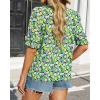imageBTFBM Womens Summer Boho Shirt Top Ruffle Short Sleeve Frill Trim Mock Neck Floral Solid 2025 Casual Blouses Shirts TopsFloral Green Black