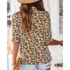imageBTFBM Womens Summer Boho Shirt Top Ruffle Short Sleeve Frill Trim Mock Neck Floral Solid 2025 Casual Blouses Shirts TopsFloral Navy