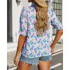 imageBTFBM Womens Summer Boho Shirt Top Ruffle Short Sleeve Frill Trim Mock Neck Floral Solid 2025 Casual Blouses Shirts TopsFloral Pink Blue