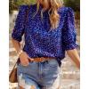 imageBTFBM Womens Summer Boho Shirt Top Ruffle Short Sleeve Frill Trim Mock Neck Floral Solid 2025 Casual Blouses Shirts TopsFloral Purple Blue