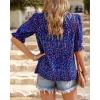 imageBTFBM Womens Summer Boho Shirt Top Ruffle Short Sleeve Frill Trim Mock Neck Floral Solid 2025 Casual Blouses Shirts TopsFloral Purple Blue