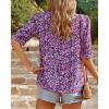 imageBTFBM Womens Summer Boho Shirt Top Ruffle Short Sleeve Frill Trim Mock Neck Floral Solid 2025 Casual Blouses Shirts TopsFloral Purple White