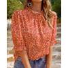 imageBTFBM Womens Summer Boho Shirt Top Ruffle Short Sleeve Frill Trim Mock Neck Floral Solid 2025 Casual Blouses Shirts TopsFloral Red Orange