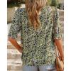 imageBTFBM Womens Summer Boho Shirt Top Ruffle Short Sleeve Frill Trim Mock Neck Floral Solid 2025 Casual Blouses Shirts TopsFloral Yellow White