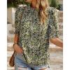 imageBTFBM Womens Summer Boho Shirt Top Ruffle Short Sleeve Frill Trim Mock Neck Floral Solid 2025 Casual Blouses Shirts TopsFloral Yellow White
