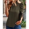 imageBTFBM Womens Summer Boho Shirt Top Ruffle Short Sleeve Frill Trim Mock Neck Floral Solid 2025 Casual Blouses Shirts TopsSolid Army Green