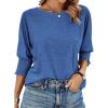 imageBTFBM Womens Casual 34 Sleeve Tops Dressy 2025 Summer Fall T Shirts Crewneck Loose Tunic Vacation BlousesSolid Brilliant Blue