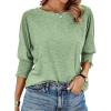imageBTFBM Womens Casual 34 Sleeve Tops Dressy 2025 Summer Fall T Shirts Crewneck Loose Tunic Vacation BlousesSolid Grass Green