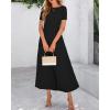 imageBTFBM 2025 Womens Summer 2 Piece Outfits Spring Crewneck Short Sleeve Ruched Bodycon Tops Flowy Knit Maxi Skirt SetsBlack